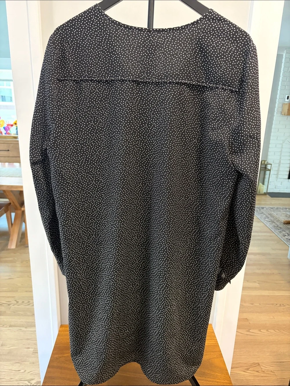 J. Crew Black Tunic with White Polka Dots